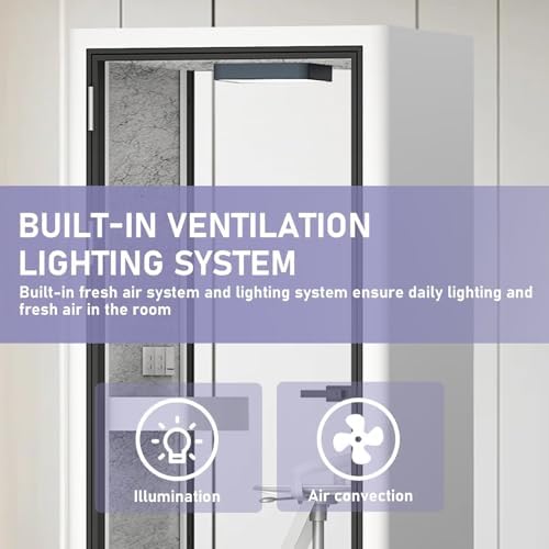 Office Pod Booth with Audio Privacy - Portable Soundproof Booth with White Modern Style,Phone Pod with Light,Ventilation,Socket for Study,Singing Room,Telephone Booth(39.37IN) - Image 5