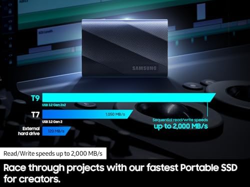 Samsung T9 Portable SSD 4TB, USB 3.2 Gen 2x2 External Solid State Drive - Image 3