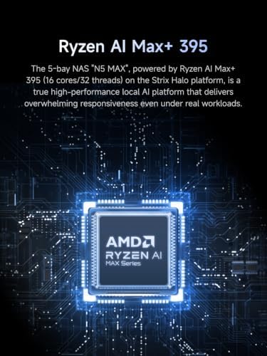 MINISFORUM N5 MAX 5-Bay Desktop NAS, AMD Ryzen AI Max+ 395(16C/32T), Capacity 200TB, 128G LPDDR5x, 128G SSD, 126 Tops, 2x10GbE, 2xUSB4 V2, HDMI, 1xUSB4, 5xM.2 Slots, Network Attached Storage(Diskless) - Image 2