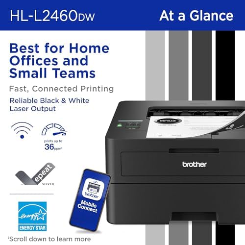 Brother HLL2460DW SOHO Laser Printer Bundle High-Yield Toner, Black Twin Pack (3,000 Pages/Cartridge) - Image 3