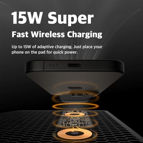 POUT H3 PRO Dual Qi Wireless Charging Mouse Pad – Dual Fast Wireless Chargers for Smartphones and Earbuds – Smooth Surface with Anti-Slip Base for Home and Office Use (Polar White) - Image 5