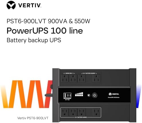 Vertiv Liebert PowerUPS 100 PST6-900LVMT Battery Backup UPS 900VA USB-C+A - Image 2