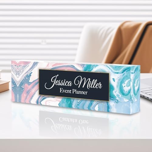 Personalized Acrylic Office Desk Name Plate with Name and Title by nyareka
