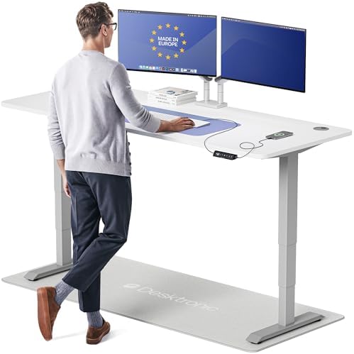 Desktronic HomePro Standing Desk 80x30 — Made in Europe, Ergonomic Sit Stand Home Office Desk, Electric Height Adjustable, Dual Motor, USB & USB-C Charging, Wobble-Free, Touchscreen, 3 Memory Presets by Desktronic