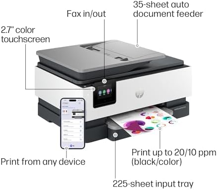 HP OfficeJet Pro 8135e Wireless All-in-One Color Inkjet Printer, Print, scan, Copy, fax, ADF, Duplex Printing Best-for-Home Office, 3 Month Instant Ink Trial Included, AI-Enabled (40Q35A) - Image 6