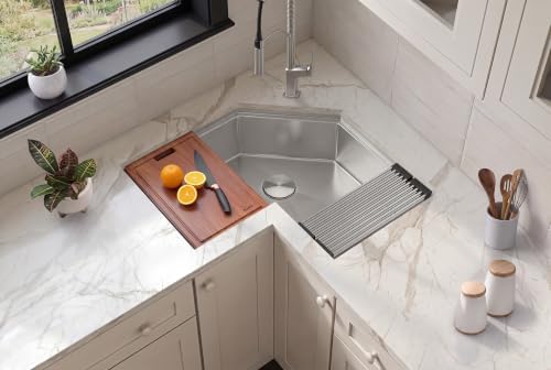 Ruvati Roma Pro Stainless Corner Workstation Undermount Sink - RVH8410ST - Image 7