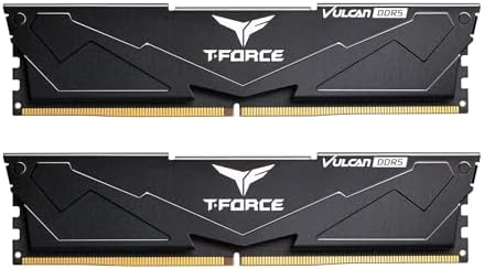 TEAMGROUP T-Force Vulcan DDR5 64GB (2x32GB) 6000MHz (PC5-48000) CL38 Intel XMP 3.0 & AMD Expo Compatible Desktop Memory Module Ram Black FLBD564G6000HC38JDC01 by TEAMGROUP