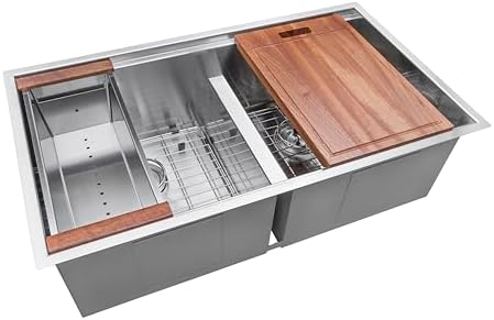 Ruvati 33-in 16-Gauge 50/50 Undermount Workstation Kitchen Sink - RVH8350 by Unknown