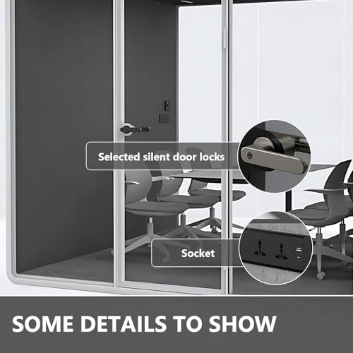 Office Sound Booth with Audio Privacy - Portable Soundproof Booth Includes White Frame with Curved Corners,Soundproof Room with Light,Fans, Magnetic Door Lock for Meeting Room (102.36IN) - Image 6