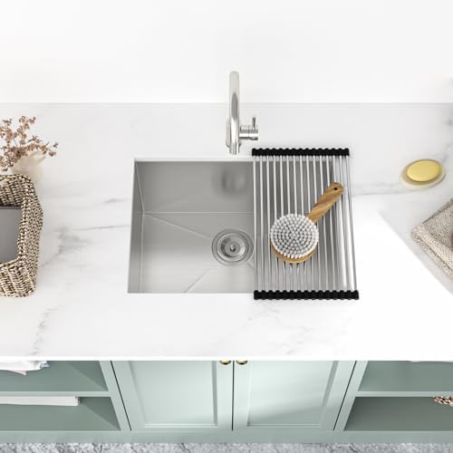 Mocoloo 21 Inch Laundry Sink - 21 x 18 Undermount Utility Sinks 16 Gauge Single Bowl Stainless Steel Utility Sink 12 Inch Deep Laundry Room Sinks Under Counter Seamless Handmade Basin - Image 3