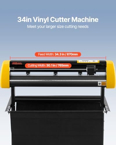 VEVOR Vinyl Cutter Machine, 34 in / 870 mm Max Paper Feed Cutting Plotter, Automatic Camera Contour Cutting LCD Screen Printer with Stand Adjustable Force and Speed for Sign Making Plotter Cutter - Image 2