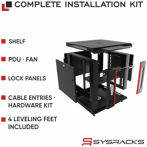 12U Wall Mount Server Rack Cabinet – 19" Network Rack Enclosure, 18" Deep Data Rack Cabinet with Fan, PDU & Shelf for IT Equipment, Switches and Patch Panel - Image 4