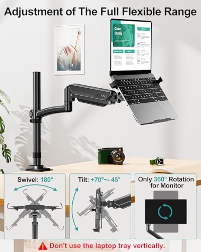 MOUNT PRO Laptop Arm Desk Mount for Max 22lbs 17" Laptop & Max 32" Monitor - Image 5