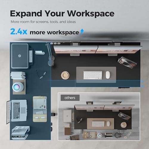 Agilestic L Shaped Standing Desk 63 inch Adjustable Height, Electric Corner Standing Desk, Sit Stand Computer Table with Splice Board, Black - Image 6