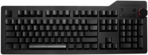 Das Keyboard 4 Ultimate Blank Wired Mechanical Keyboard, Cherry MX Blue Mechanical Switches, 2-Port USB 3.0 Hub, Volume Knob, Aluminum Top (104 Keys, Black) by DasKeyboard
