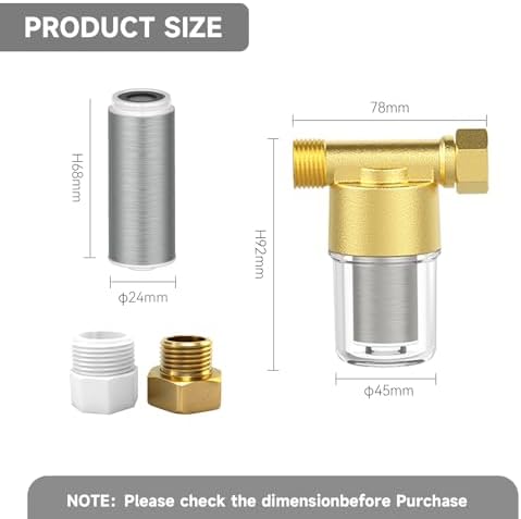 Reusable Brass Sediment Filter, Capable of Filtering out Impurities of 40 Microns in Water, Protecting Household Appliances. Suitable For Washing Machine Water Heaters and Showers (Aurichalceous) - Image 6