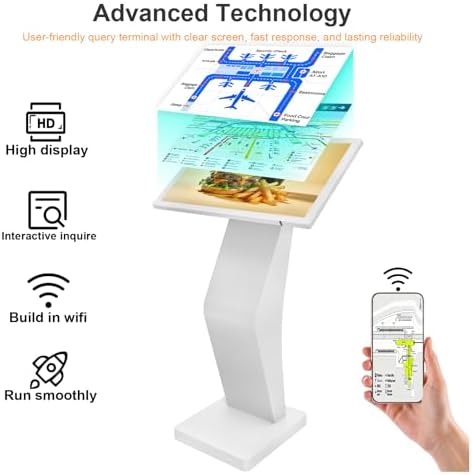 27 Inch Touch Screen Kiosk, 10pt PCAP Capactive Touch Screen Digital Signage, Windows OS K-Style Indoor Digital Signage, Interactive LCD Display Signage, U-Disk Publish Content, Split Screen - Image 4
