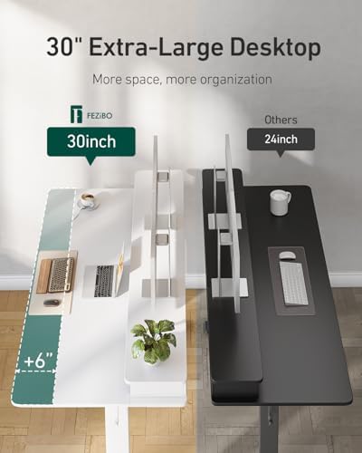 CubiCubi 60" x 30" Standing Electric Desk with Drawers, White - Image 6