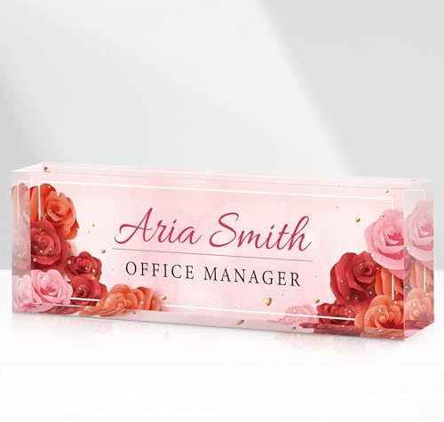 Custom Name Plate for Desk, Acrylic Desk Name Plate Personalized, Employee Appreciation Gifts, Office Desk Accessories for Woman Teacher Nurse, Coworker Gifts for Manager Assistant by DOCRAGI
