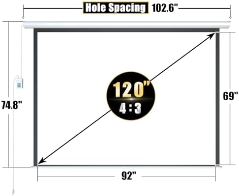 Aoxun Motorized Projector Screen Pull Down with Remote Control 120 inch Electric 4:3 Projection Screen,Video Projection Screens-White - Image 2