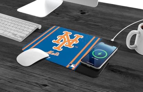 SOAR MLB Official Established Primary Logo Wordmark Home Office Wireless Charging Mouse Pad Mat 11.8" x 8.6" (New York Mets) - Image 2