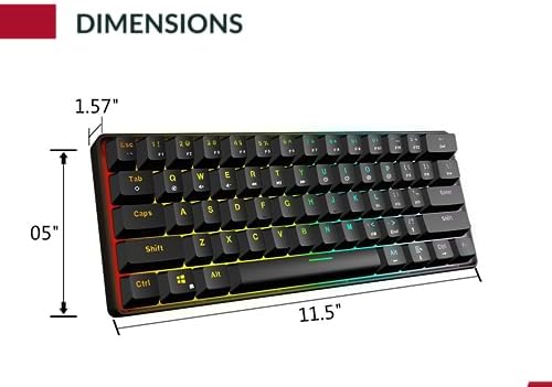 HK GAMING GK61 Mechanical Gaming Keyboard - 61 Keys Multi Color RGB Illuminated LED Backlit Wired Programmable for PC/Mac Gamer (Gateron Optical Brown, Red) - Image 3