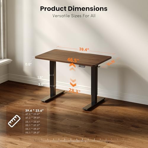CubiCubi Electric Height Adjustable Standing Desk 40x24 Inch, Dark Walnut - Image 3