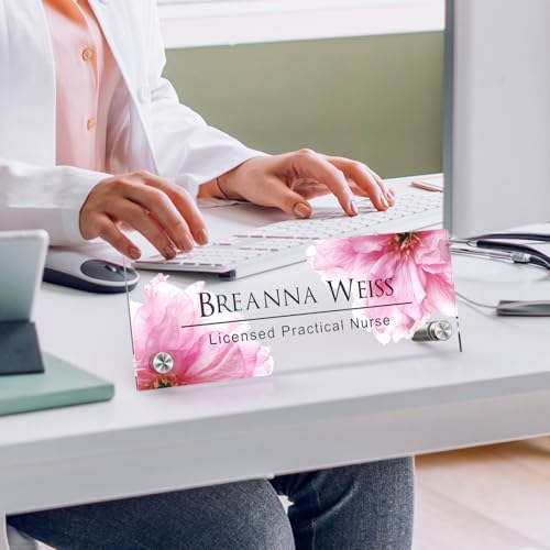 Personalized Acrylic Office Desk Name Plate with Standoff Barrel - Image 2