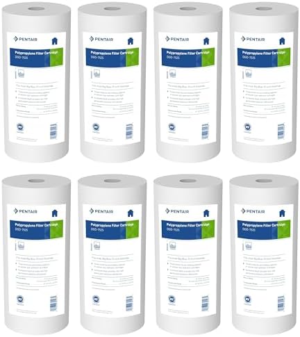 Pentair Pentek DGD-7525 Big Blue Sediment Water Filter, 10-Inch, Whole House Dual-Gradient Density Spun Polypropylene Replacement Cartridge, 10" x 4.5", 25 Micron, Pack of 8 by PENTAIRPENTEK