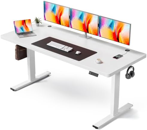 SIAGO White 71x30 in Standing Desk, 1 Inch Thick Tabletop, Double Frame by SIAGO