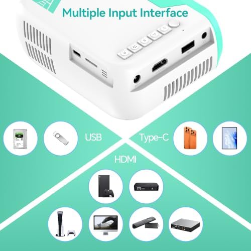 Mini Movie Projector with Wired Screen Mirroring, Support HDMI USB Type-C - Image 3