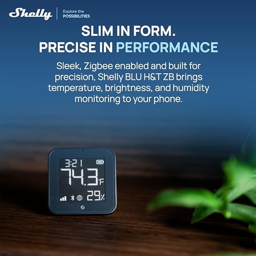 Shelly BLU H&T Display ZB Black, Bluetooth & Zigbee Operated Temperature & Humidity Levels Sensor, E-Paper Display, Home Assistant, Alexa, Google Home, Real-Time Monitoring, Long-Life Battery - Image 5