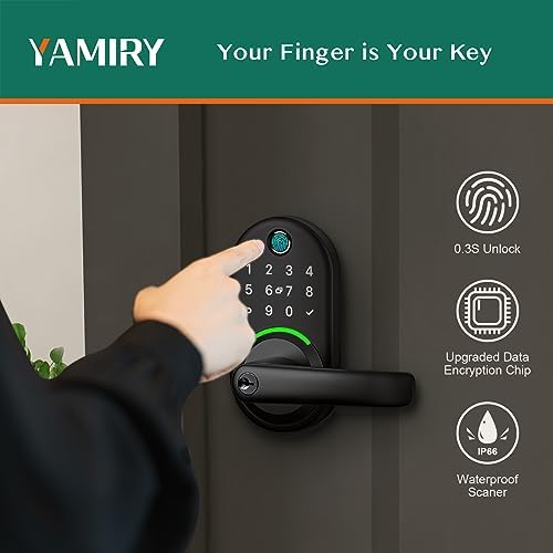 Smart Door Handle Lock with Keypad, Yamiry Fingerprint Knob for Front Door - Image 3