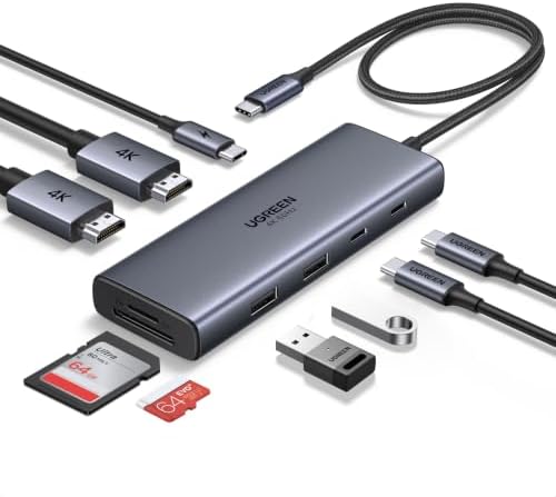 UGREEN USB C Docking Station Dual Monitor, 9-in-1 Aluminum Dock with 2xHDMI by UGREEN