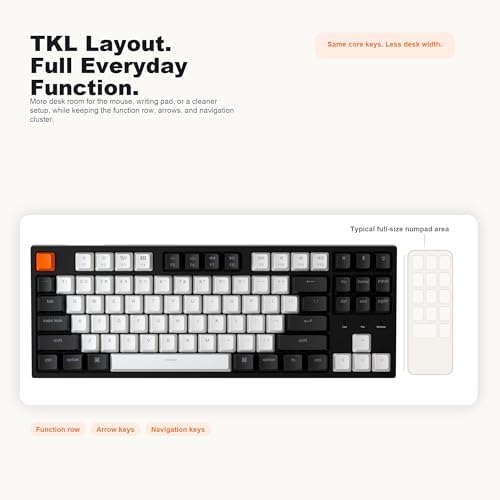Keychron C1 Wired TKL Hot-Swappable Mechanical Keyboard, White Backlight - Image 3