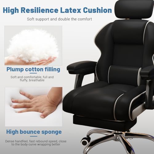 Executive Computer Chair Home Office Desk Chair,Adjustable Angle, Ergonomic Adjustable Height PU Leather Chairs with Cushions Armrest for Long Time Seating-High Office Chair with Footrest - Image 5