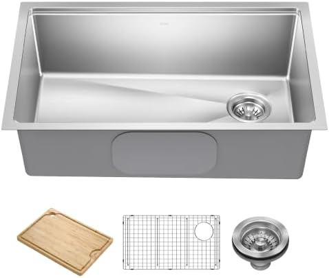 KRAUS Fairlane 30 in Undermount Workstation Single Bowl 18-Gauge Stainless Steel Kitchen Sink with Accessories, KWU610-30 by Unknown