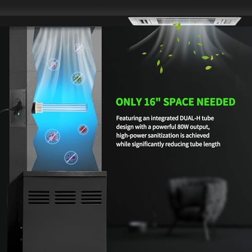 80W UV Light for HVAC Systems- Ozone-Free Commercial/Whole House Duct UVC Lamp with Ceramic Base, Dual H-Tube 99.9% Efficiency with 253.7nm, for Hotel, Mall, School, Hospitals and other large places - Image 2