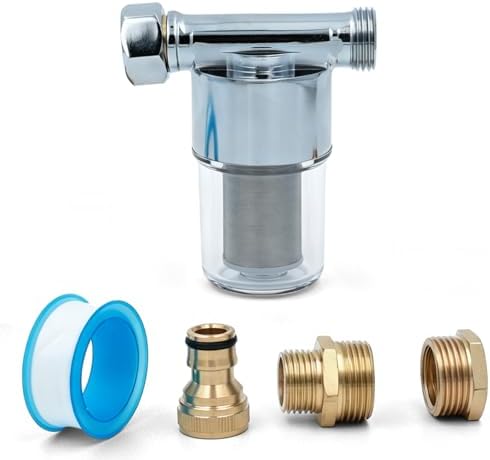 40 Micron Reusable Sediment Water Filter, Brass Inline Filter with 1/2" NPT & 3/4" GHT Fittings, for Garden Hose, Washer, Washing Machine, RV, Well Water & High Pressure Washer by Terligsk