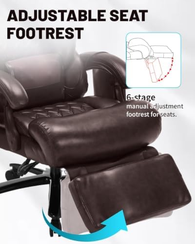 800LBS Massage Office Chair with Foot Rest & 8 Points Vibration Heat for Heavy People,Big and Tall Ergonomic Executive Reclining Desk Chairs for Home Office Managerial Use - Image 6