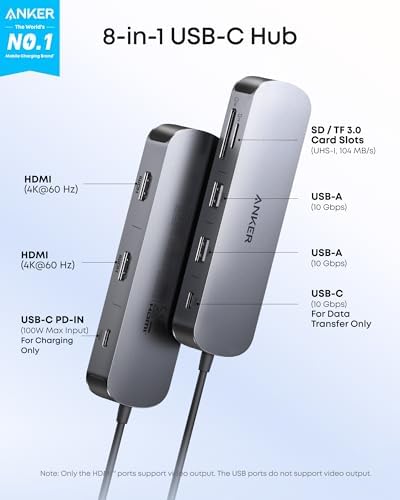 Anker Nano Laptop Docking Station Dual Monitor,8-in-1 USB C Hub for Windows - Image 2
