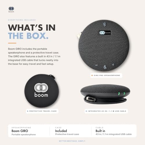 Boom Giro Conference Speakerphone with 360° Omnidirectional Mic, Full Duplex HD Audio, Acoustic Echo Cancellation & Noise Reduction, USB & Bluetooth, Portable for Zoom, Teams & Google Meet - Image 6
