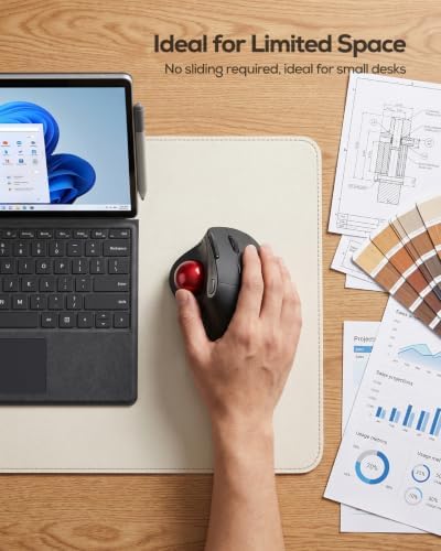 Nulea M506 Wireless Trackball Mouse, 54° Vertical Ergonomic Thumb Control - Image 7