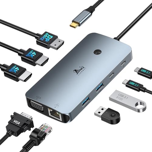 4 Monitors Docking Station 4K HDMI 9-in-1 LIONWEI USB C Hub for Laptop Mac by LIONWEI