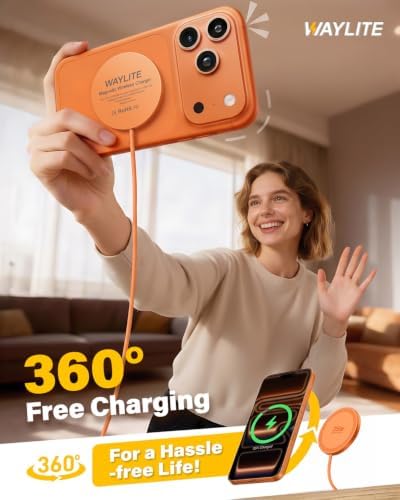 25W Magnetic Wireless Charger, 6FT Fast Charging Pad Wireless Charge for iPhone 17 16 /AirPods3/2/Pro/for Galaxy S26 Ultra/Pixel 10 Series, Portable Charger for Desk& Travel(2Pack,Orange) - Image 6