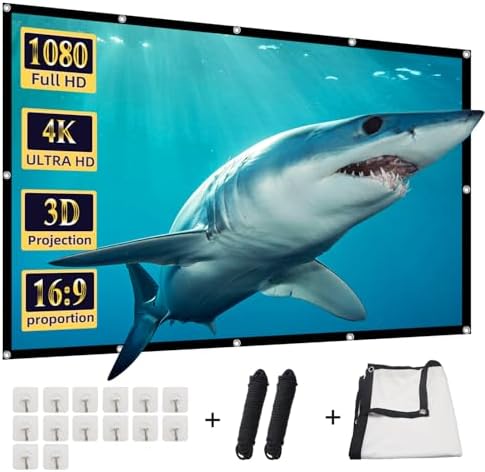 120 inch Projector Screen, DUYIKJ Foldable Washable Portable Rear Front Projector Screen 4K Indoor Outdoor 16:9 HD Projection Movies Screen for Backyard Home Theater Office by DUYIKJ