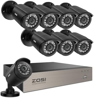 ZOSI 3K Lite 8CH Home Security Camera System Outdoor Indoor,AI Human/Vehicle Detection,Night Vision,H.265+ 5MP Lite 8 Channel CCTV DVR,8pcs 1080P 1920TVL Surveillance Bullet Cameras (No Hard Drive) by ZOSI
