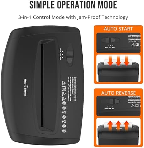 Suntiko 12 Sheet Home Office Cross Cut Shredder Black - Image 6