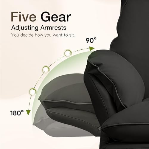 JOMEED Cloud Cross Legged Office Chair with Footrest and Flip Armrest,Black - Image 4