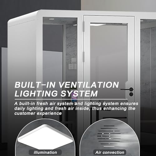 Office Sound Booth with Audio Privacy - Portable Soundproof Booth Includes White Modern Syle,Movable Room with Light,Fans, Socket for Meeting Room, Study (70.86IN) - Image 5